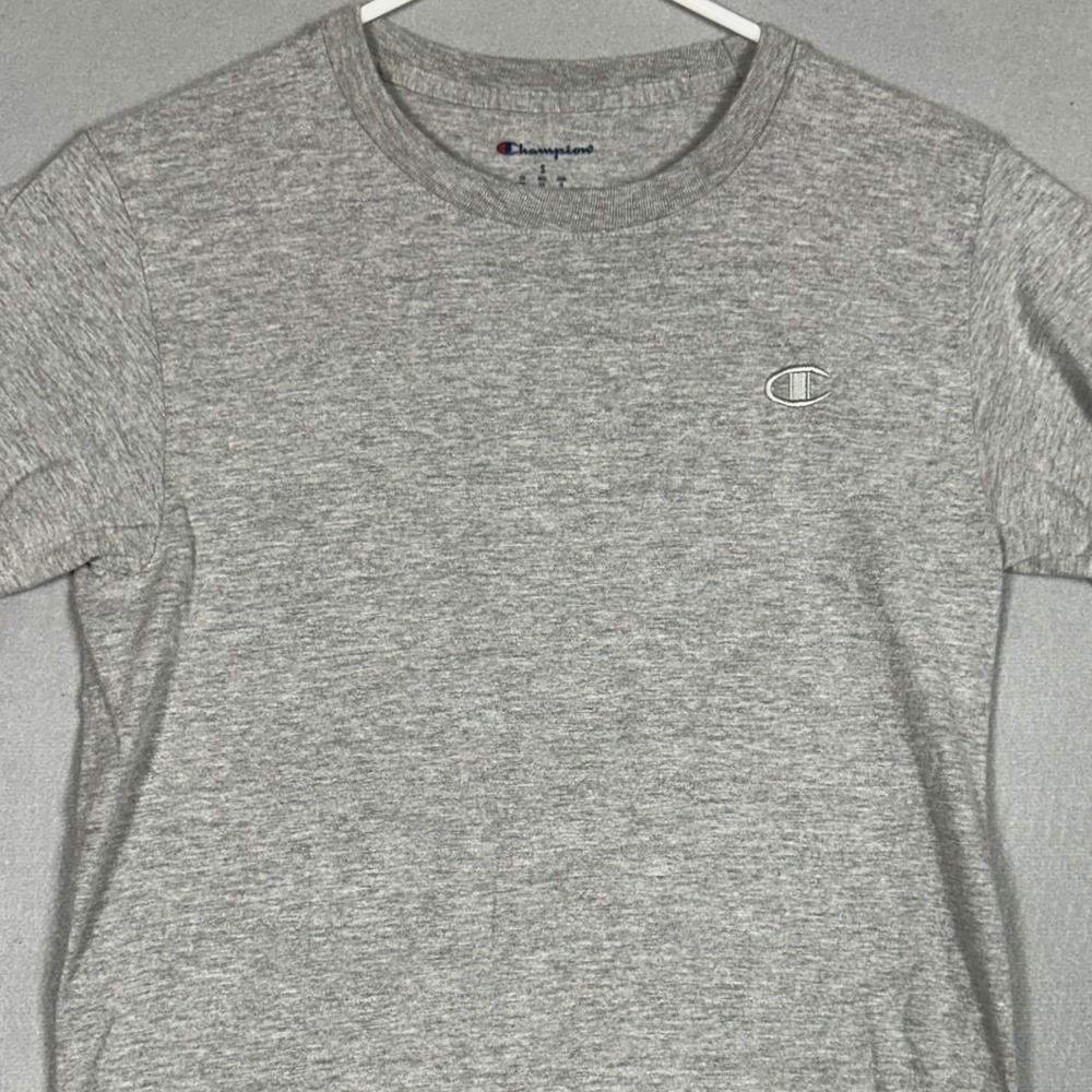 Champion T-Shirt Mens Small Basic Gray Heather Short Sleeve Embroidered Logo EUC